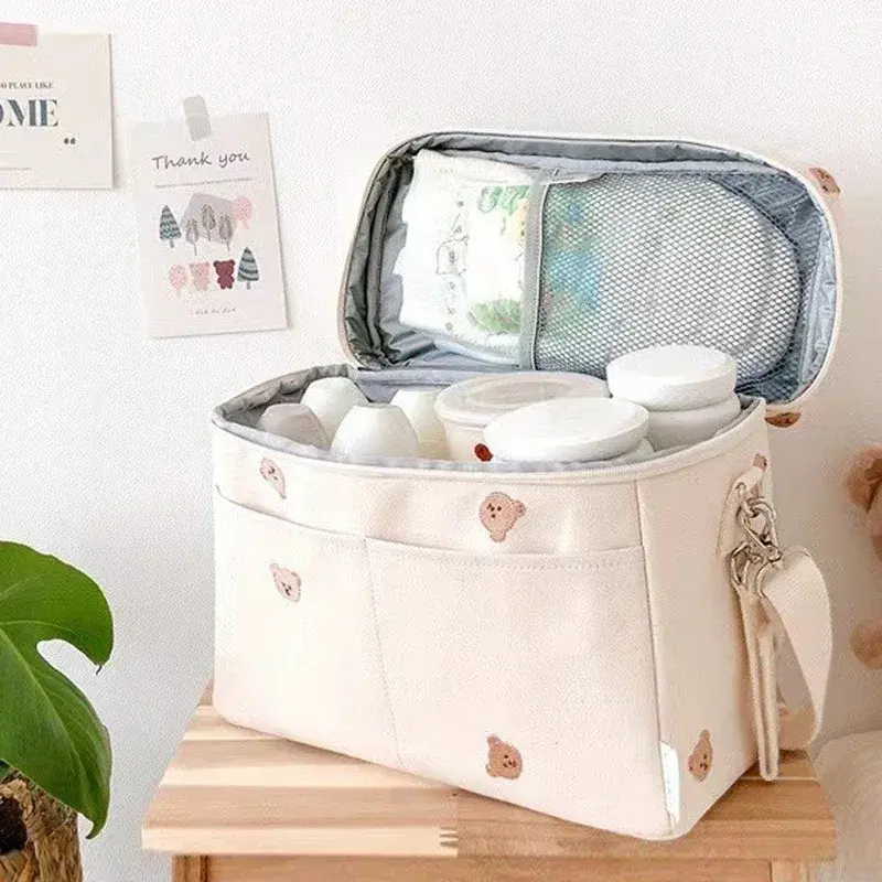 Baby Diaper Bag Outdoor Mommy Shoulder Bag Waterproof Baby Bottle Insulation Mommy Bag Baby Cart Hanging Bags Trolley Accessorie