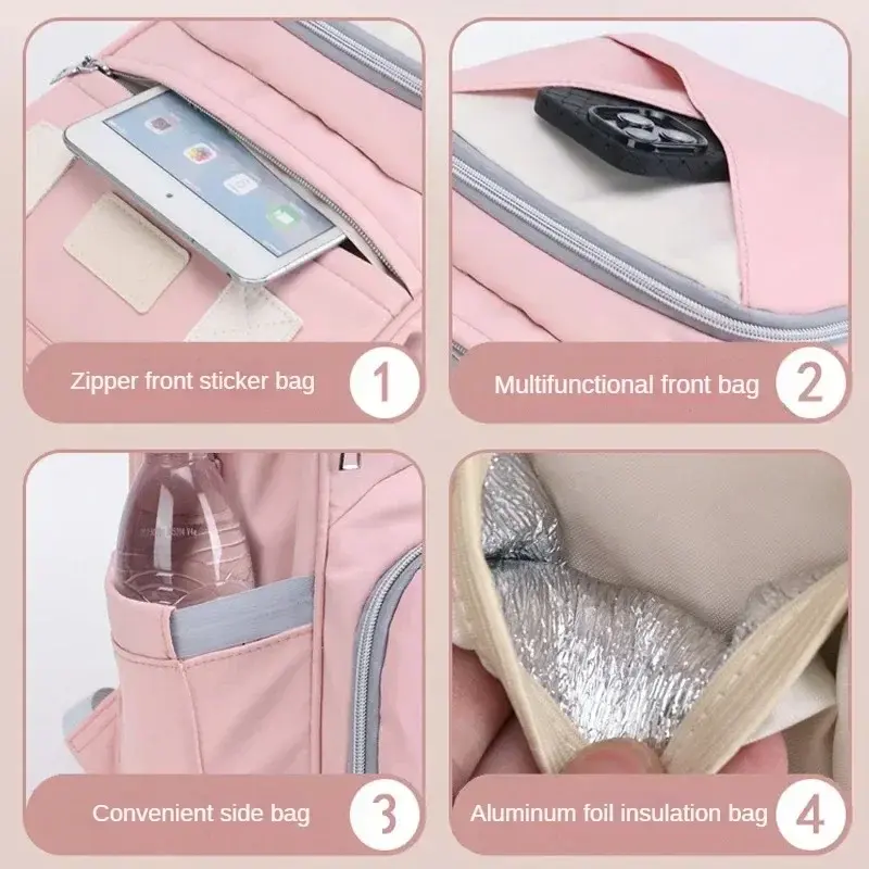 Mommy Diaper Bags Baby Stroller Hanging Bag Mother Large Capacity Nappy Backpacks with Changing Mat Convenient Baby Nursing Bag