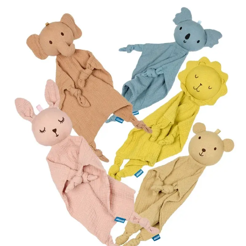 Baby Cotton Muslin Comfortable Blanket Cute Bunny Doll For Infant Kids Sleep Appease Towel Children Rabbit Saliva Scarf