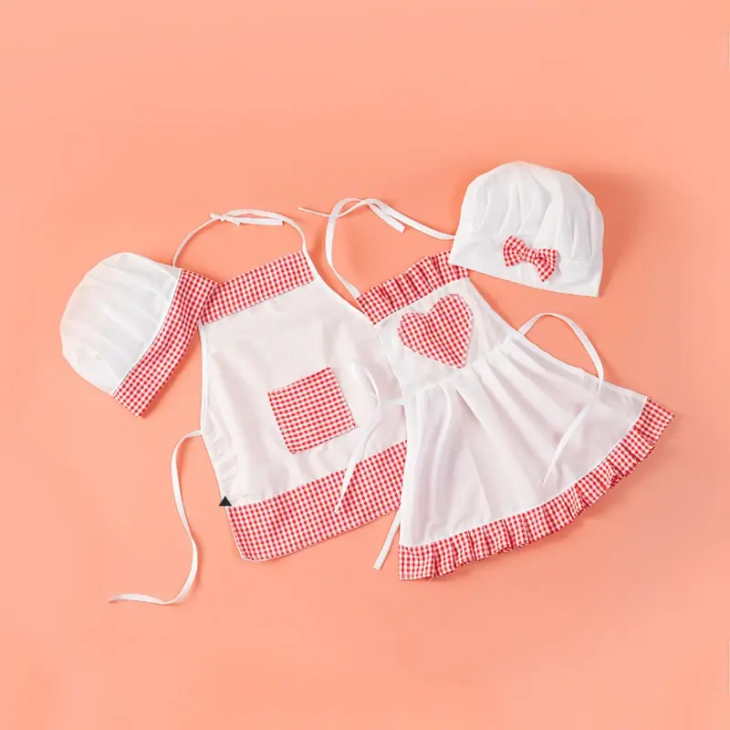 2pcs/set Baby Chef Apron Hat Newborn Photography Props Kids Costumes Chef Baby Cook Costume