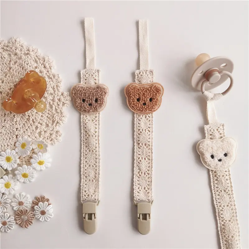New Cute Bear Baby Pacifier Chain Clips Holders Anti-drop Chain Cartoon Teething Clips Teether Toy Soother Pacifier Strap