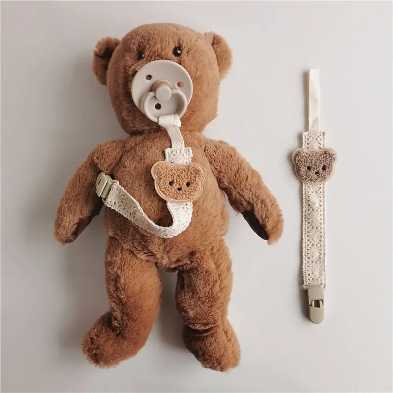 New Cute Bear Baby Pacifier Chain Clips Holders Anti-drop Chain Cartoon Teething Clips Teether Toy Soother Pacifier Strap