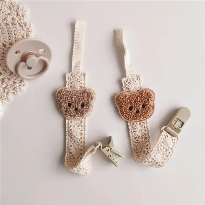 New Cute Bear Baby Pacifier Chain Clips Holders Anti-drop Chain Cartoon Teething Clips Teether Toy Soother Pacifier Strap