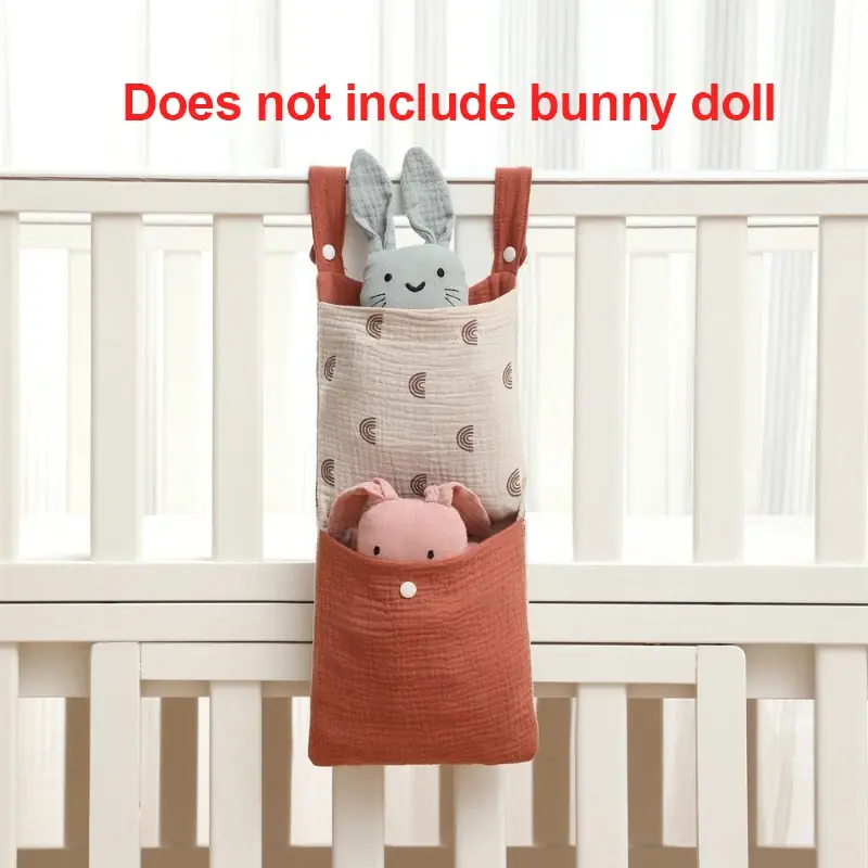 Baby Bed Hanging Storage Bags Cotton Newborn Crib Organizer Toy Diaper Pocket for Crib Bedding Set Accessories Nappy Store Bags