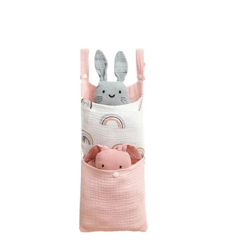 Baby Bed Hanging Storage Bags Cotton Newborn Crib Organizer Toy Diaper Pocket for Crib Bedding Set Accessories Nappy Store Bags