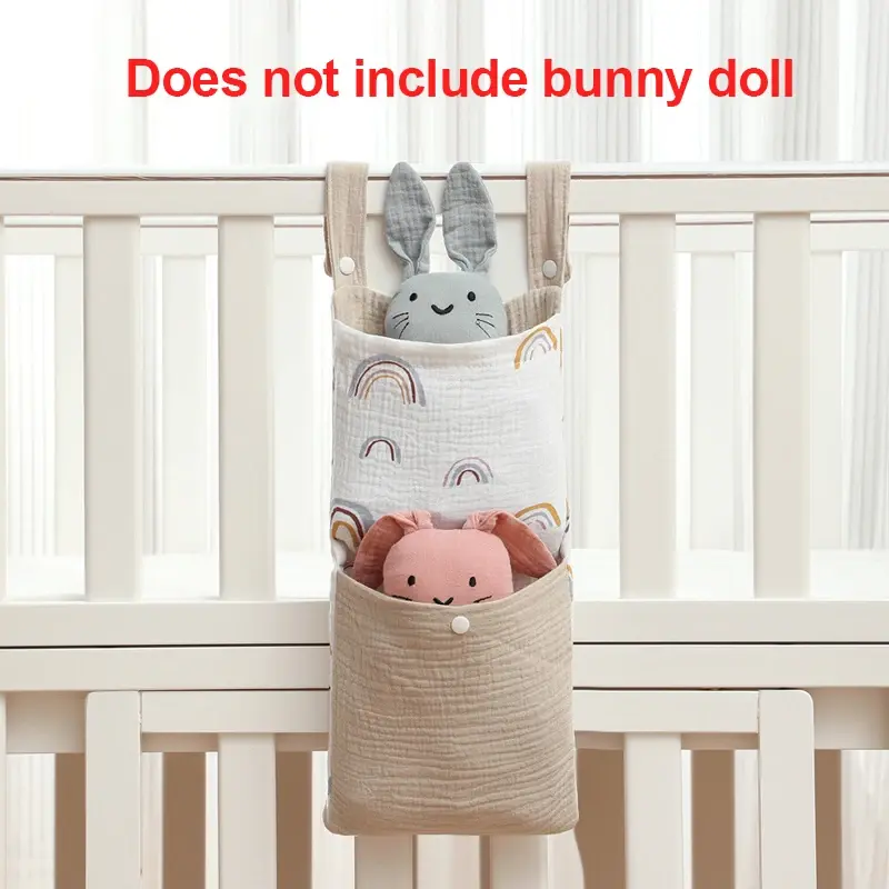Baby Bed Hanging Storage Bags Cotton Newborn Crib Organizer Toy Diaper Pocket for Crib Bedding Set Accessories Nappy Store Bags