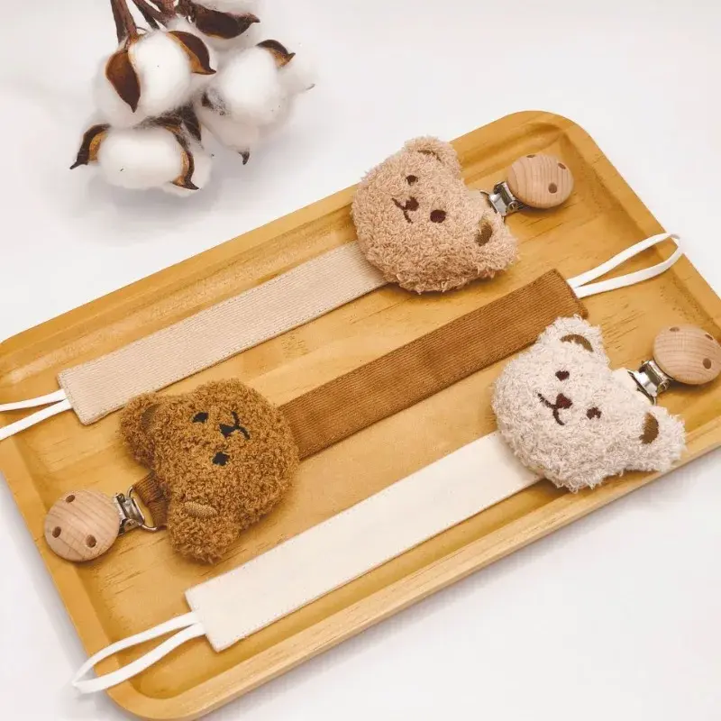 Baby Pacifier Chain Clips Holders Anti-drop Chain Cartoon Stuffed Bear Teething Clips Teether Toy Soother Pacifier Strap