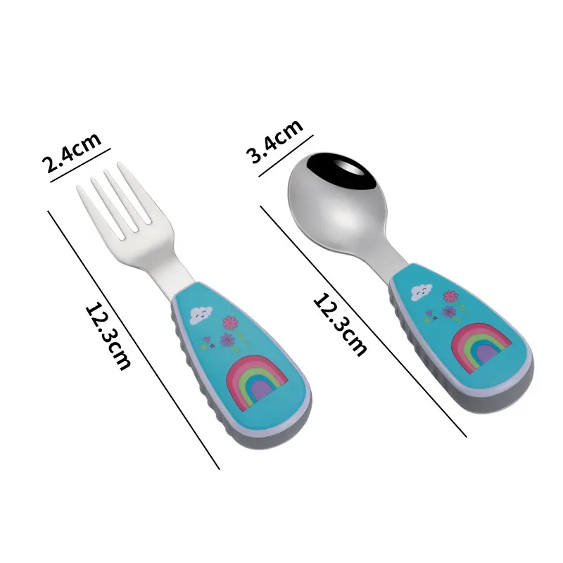 Cartoon Tableware Set Food Training Spoon Dessert Spoon for Children Feeding Spoon Fork Baby Gadgets Children's Cutlery for Kids