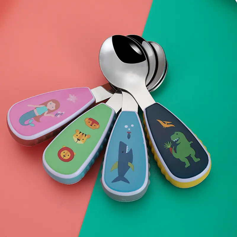 Cartoon Tableware Set Food Training Spoon Dessert Spoon for Children Feeding Spoon Fork Baby Gadgets Children's Cutlery for Kids