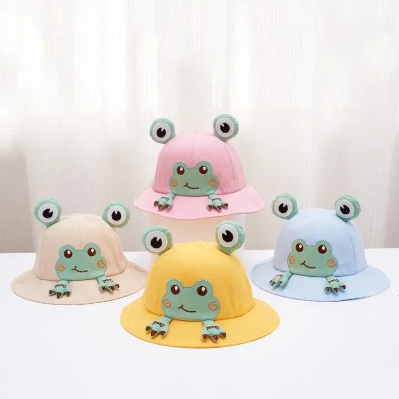 Soft Cotton Hat With Cartoon Frog Pattern, Suitable For Baby Boys And Girls, Fisherman's Hat For Outdoor Classes, Sun Hat