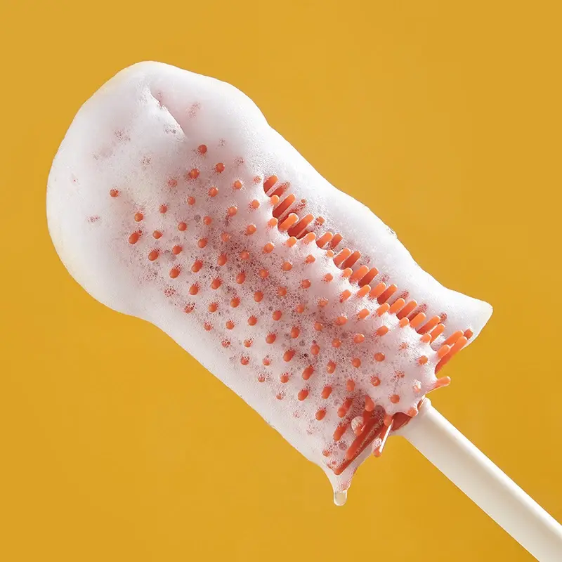 Baby Silicone Bottle Brush Long Handle Cleaning Brush 360-degree Rotating Drying Rack Combination Portable Cleaning Tool Set