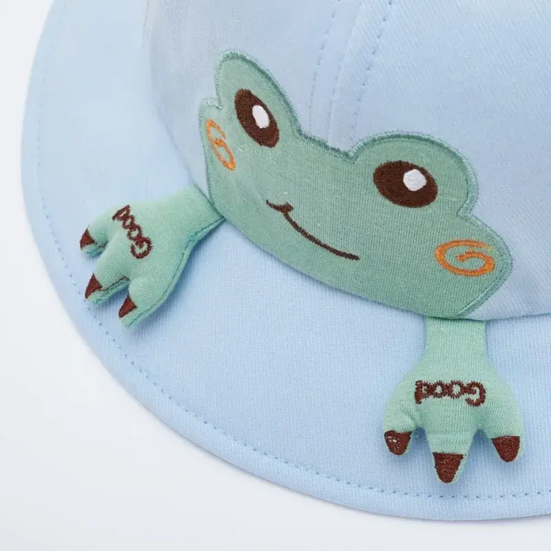 Soft Cotton Hat With Cartoon Frog Pattern, Suitable For Baby Boys And Girls, Fisherman's Hat For Outdoor Classes, Sun Hat