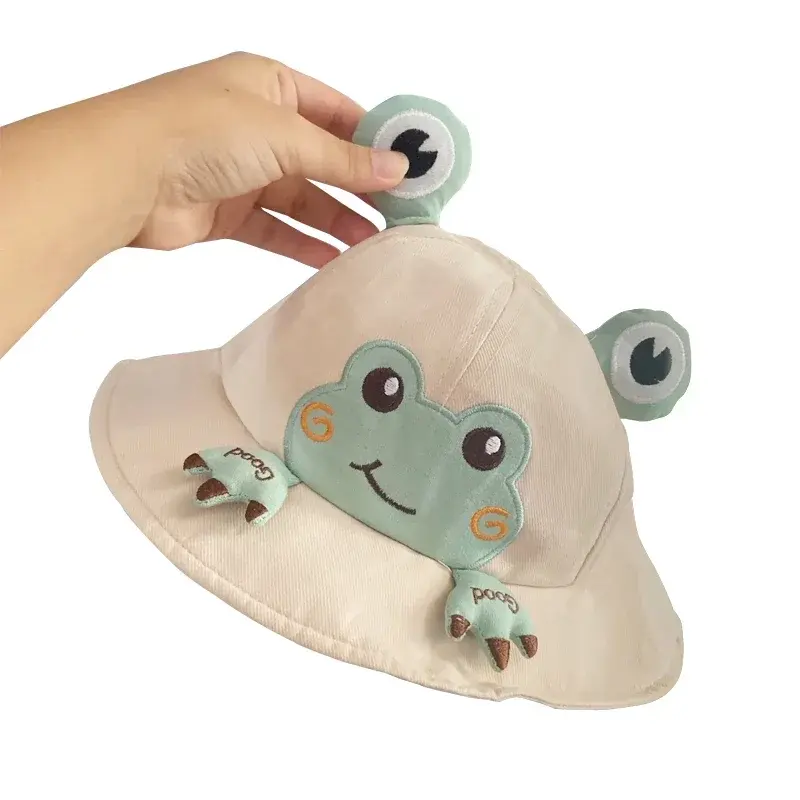Soft Cotton Hat With Cartoon Frog Pattern, Suitable For Baby Boys And Girls, Fisherman's Hat For Outdoor Classes, Sun Hat