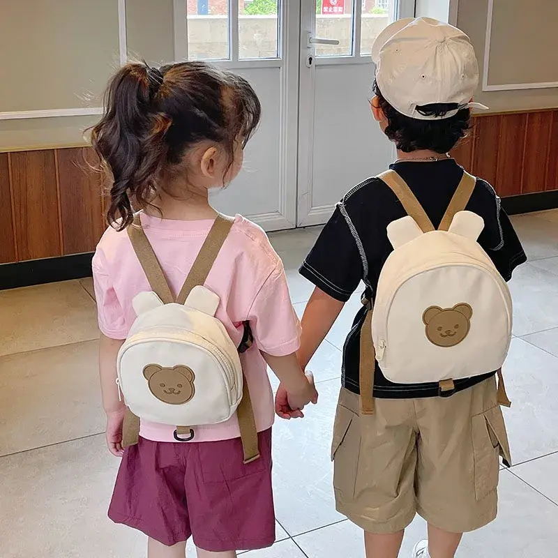 Cute Bear Backpack with Safety Strap for Children Boys and Girls Toddler Backpacks Cartoon Going Out Anti-lost Backpack