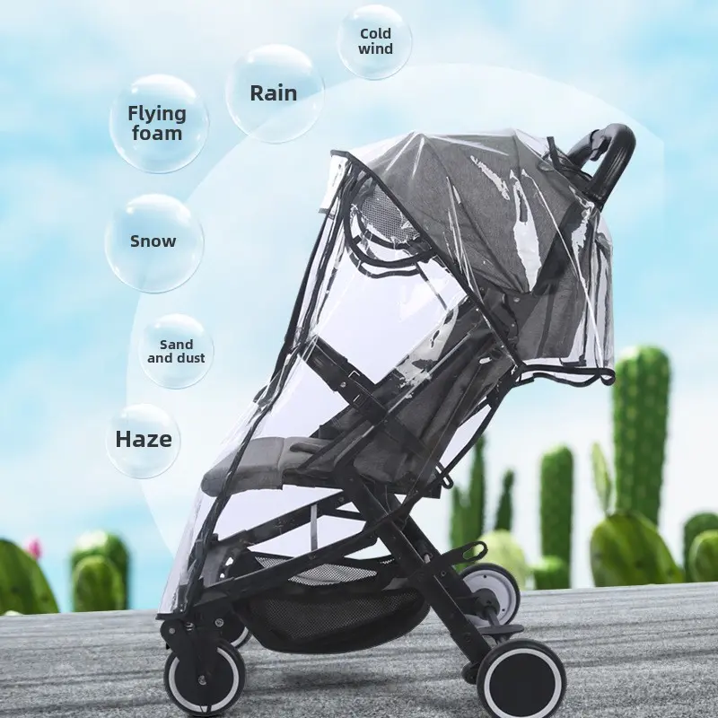 Baby stroller accessories waterproof and rainproof cover transparent windproof and dustproof opened for baby stroller raincoats