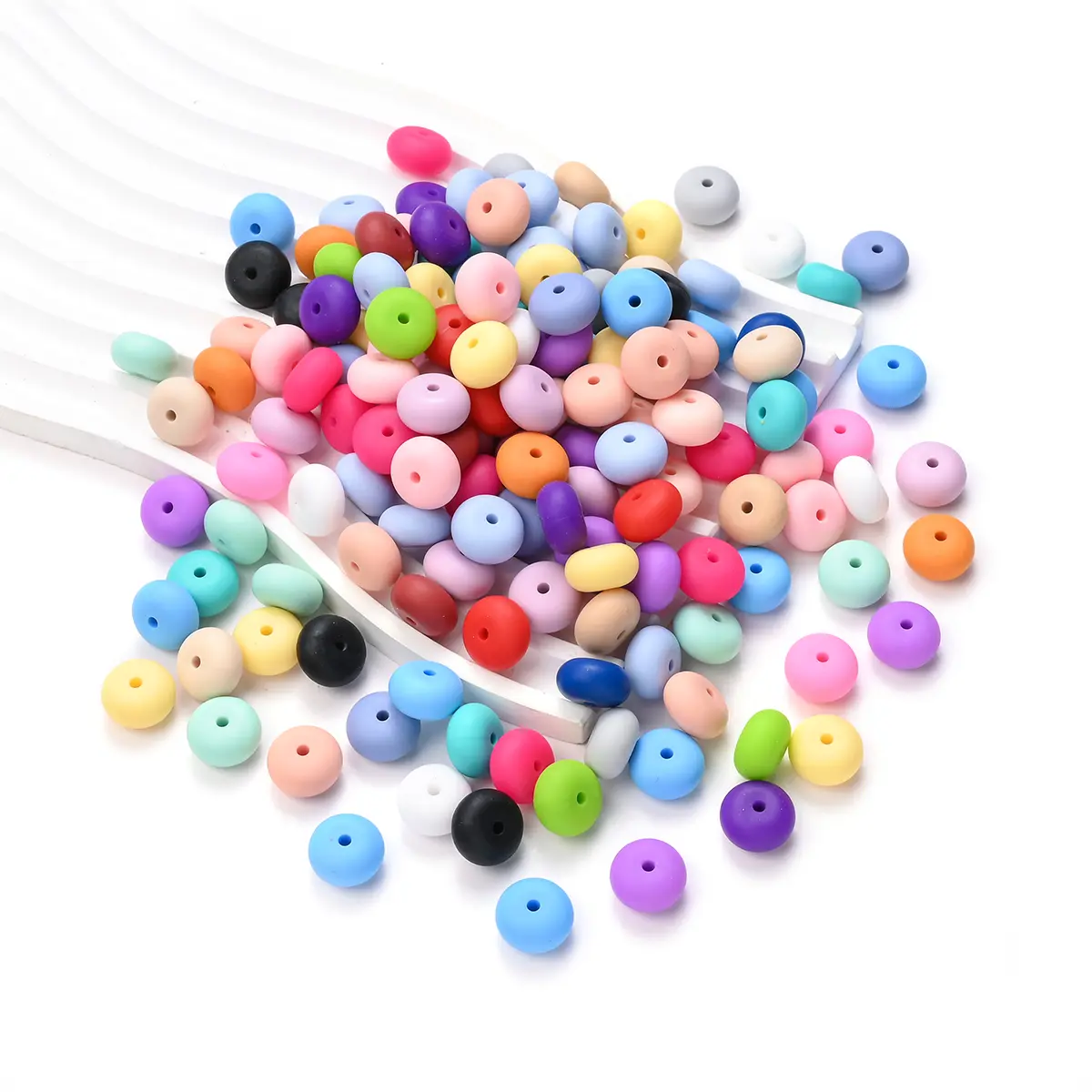 40Pcs 14mm Silicone Teether Chew Beads Colorful Flat Round Silicone Beads For DIY Food Grade Baby Pacifier Chain Jewelry Making