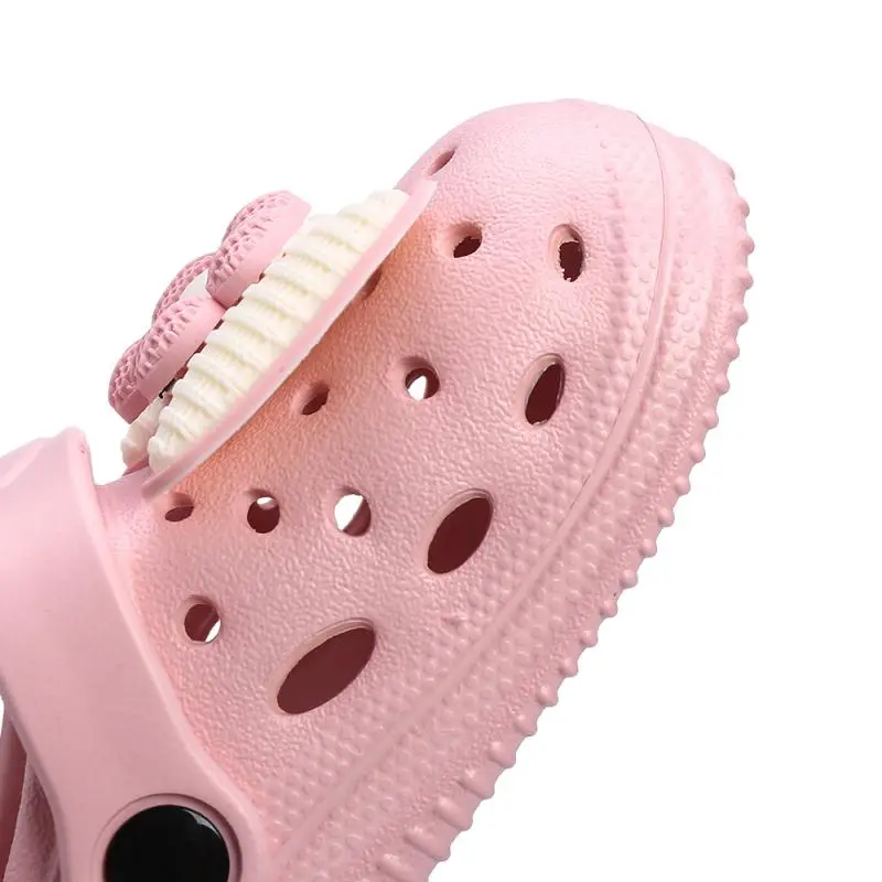 New Children's Slippers Summer Handmade DIY Cartoon Bow Sandals for Girl Flip Flops Non-Slip Garden Beach Shoes