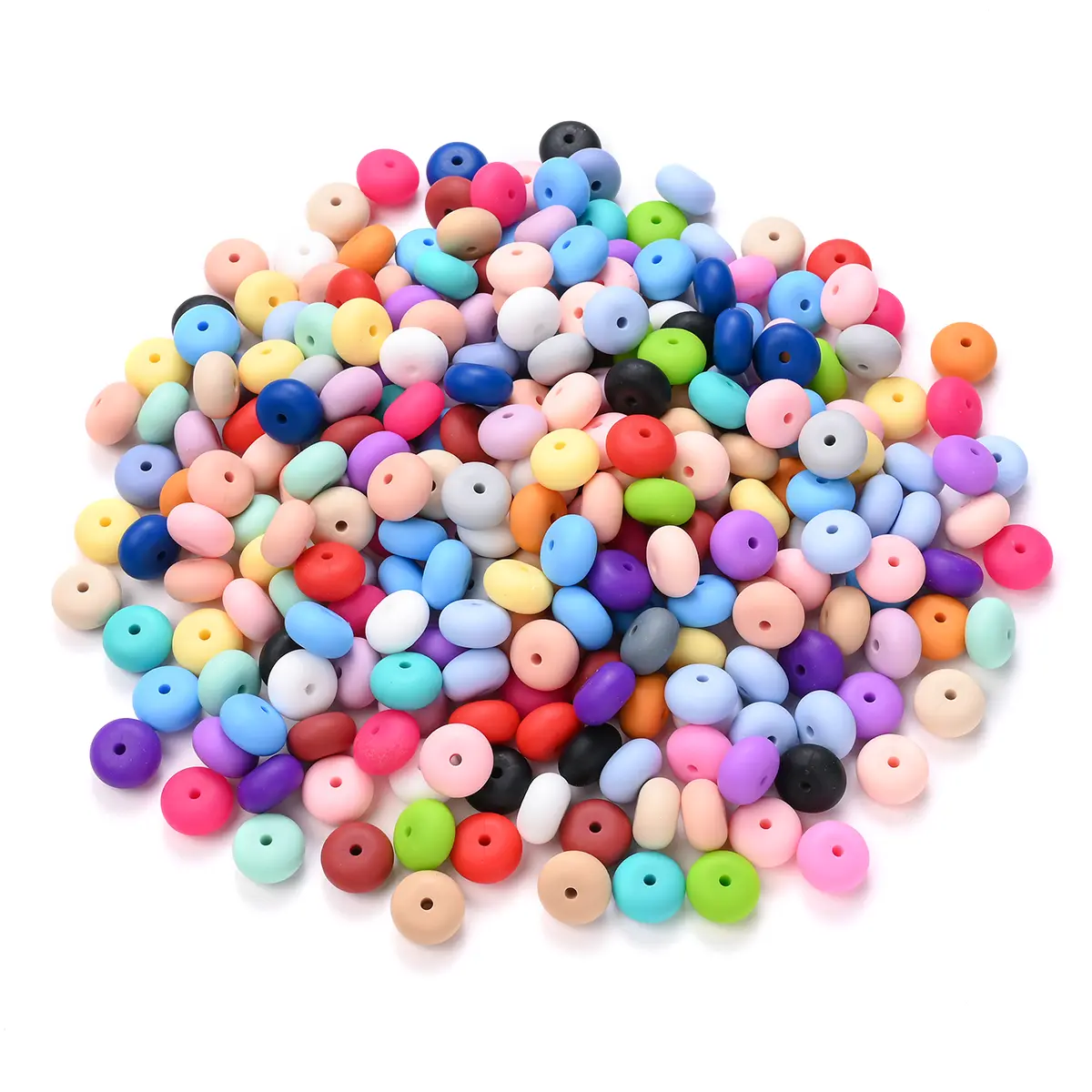 40Pcs 14mm Silicone Teether Chew Beads Colorful Flat Round Silicone Beads For DIY Food Grade Baby Pacifier Chain Jewelry Making