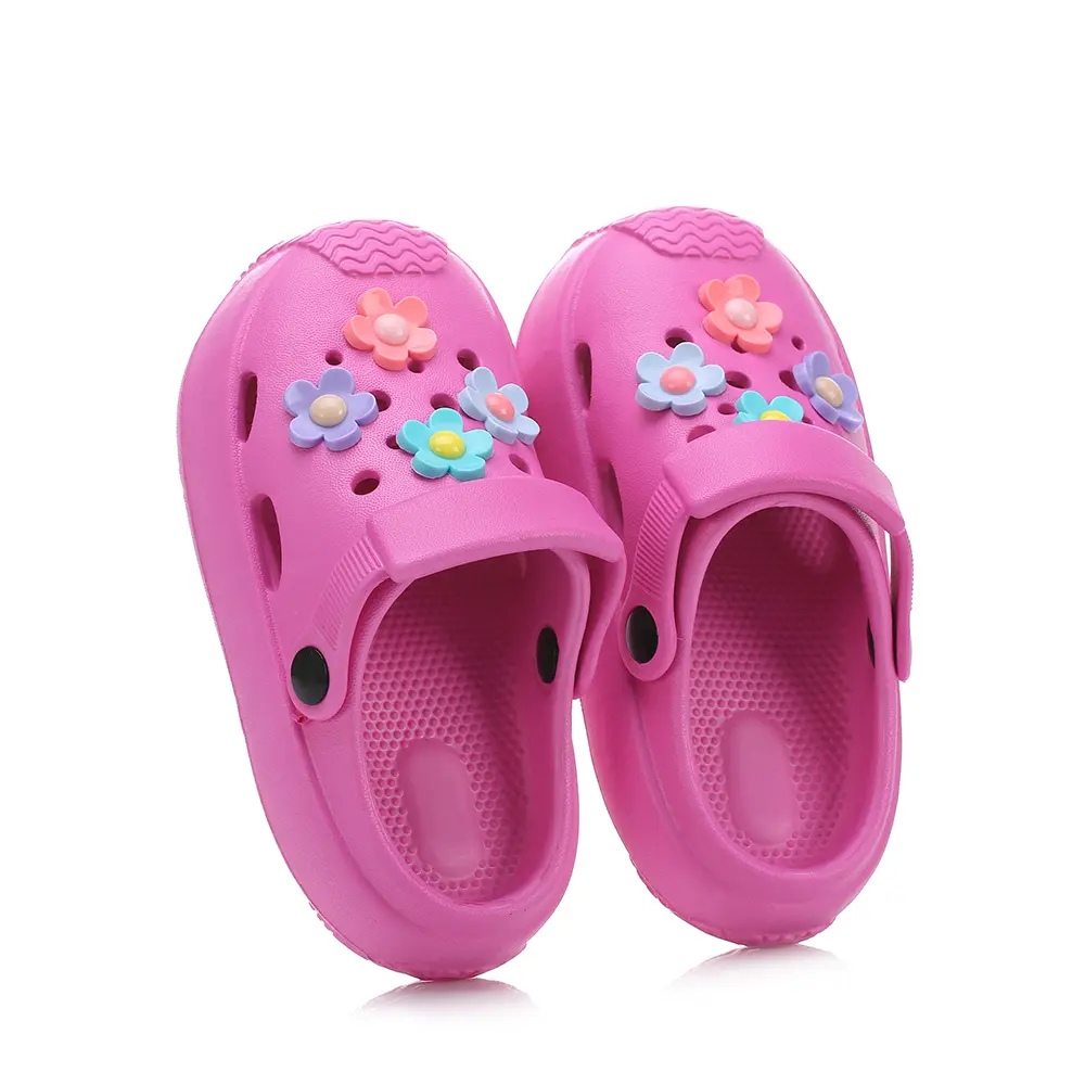 Summer Kids Home Slippers Children's Shoes Slippers Soft Anti-Skid Flower DIY Hole Shoes for Boys Girls Beach Shoes