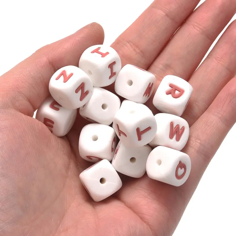10Pcs New Baby Silicone Letters Beads 12mm Pacifier Letters Alphabet Beads Chew Teething Teethers Nursing Gifts BPA Free
