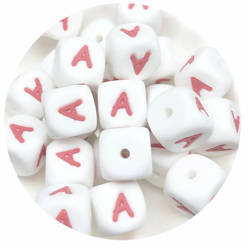 10Pcs New Baby Silicone Letters Beads 12mm Pacifier Letters Alphabet Beads Chew Teething Teethers Nursing Gifts BPA Free