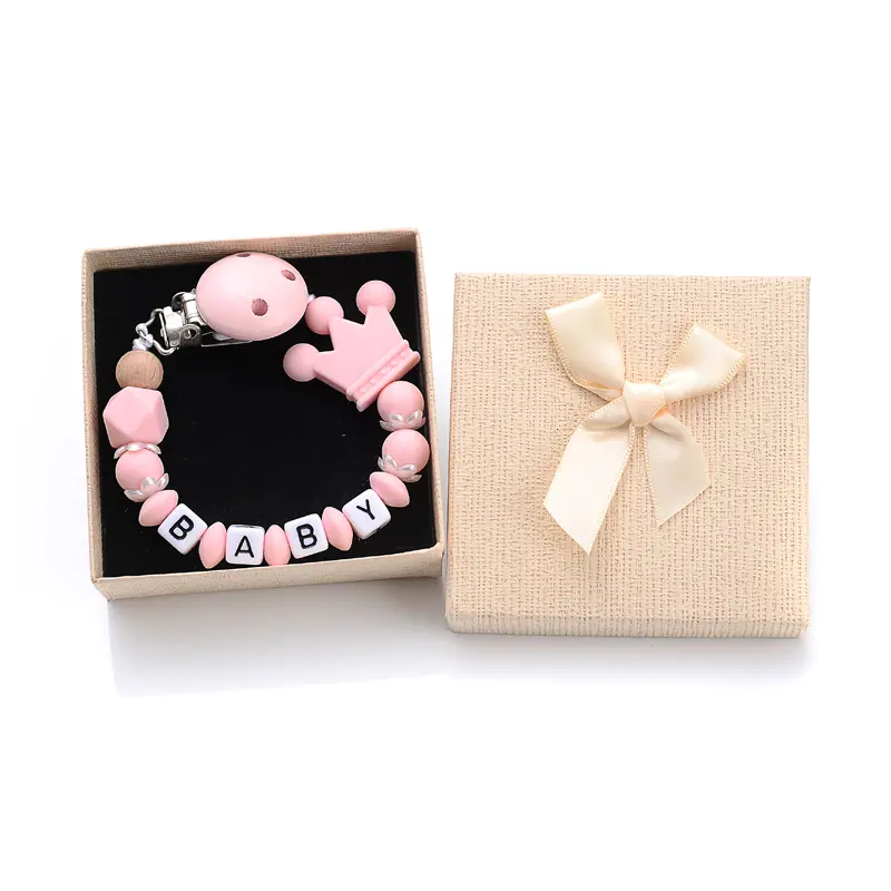 New Baby Nipple Clips Silicone Beaded Soother Pacifier Chains DIY Nursing Toys Anti-Drop Dummy Holder Chain Boxed