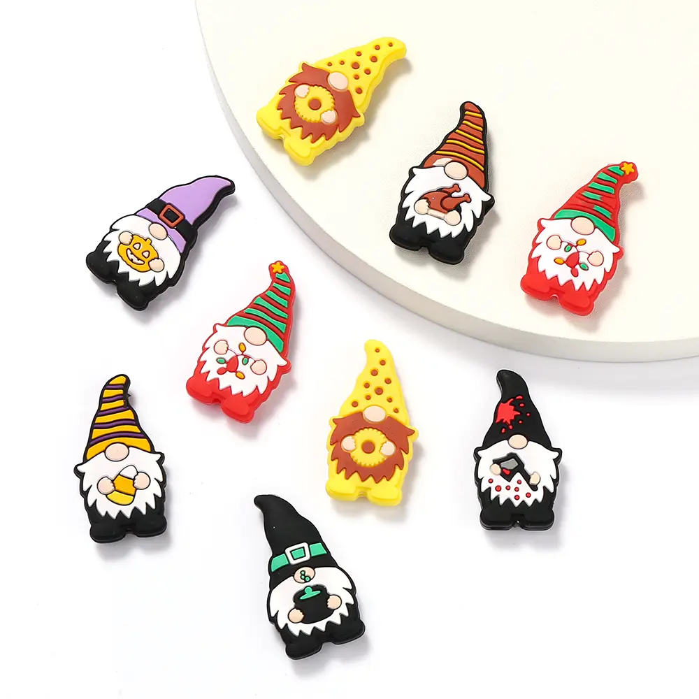 10Pcs Cartoon Silicone Beads Teether Beads Food Grade Newborn Chewing Pacifier Chain Accessories Tooth Toys BPA Free