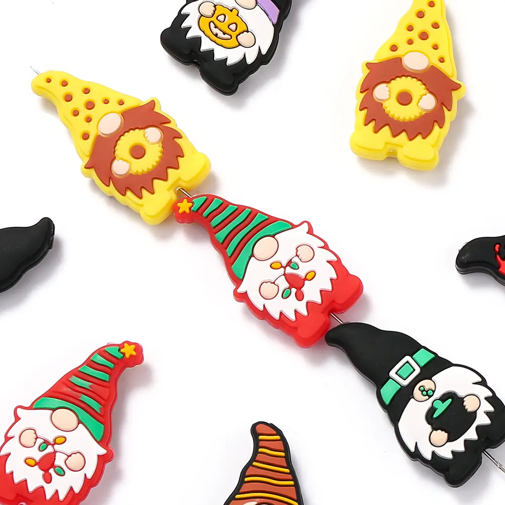 10Pcs Cartoon Silicone Beads Teether Beads Food Grade Newborn Chewing Pacifier Chain Accessories Tooth Toys BPA Free
