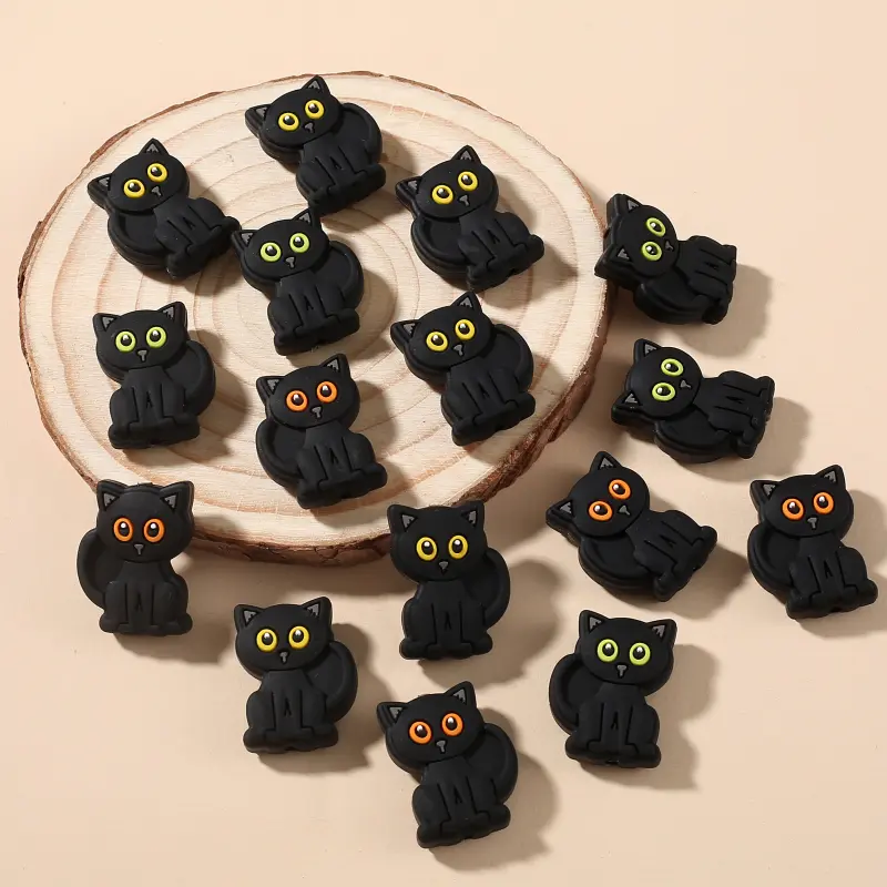 10Pc Food Grade Silicone Bead 20x28mm Animal Cat Shape Teether Jewelry Beads For Oral Care Toy Accessory DIY Pacifier Clip Chain
