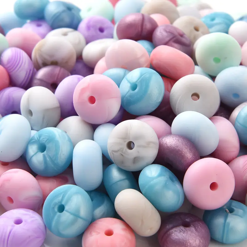 50Pcs Abacus Silicone Beads Decorative Loose Beads For Making Jewelry Pacifier Chain Teeth Chew Silicone Beads BPA-Free