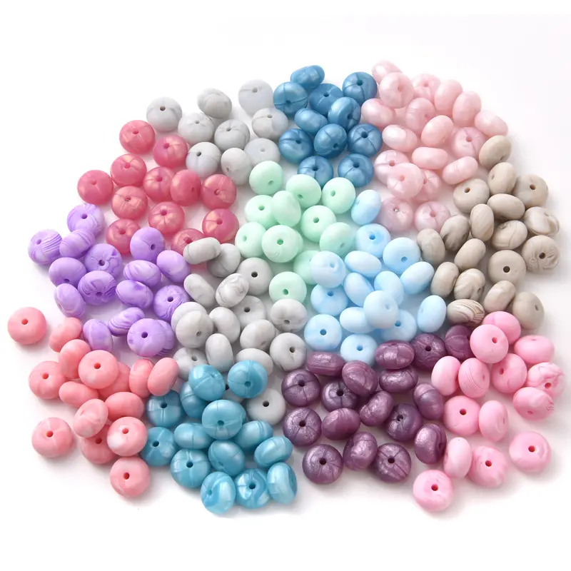 50Pcs Abacus Silicone Beads Decorative Loose Beads For Making Jewelry Pacifier Chain Teeth Chew Silicone Beads BPA-Free