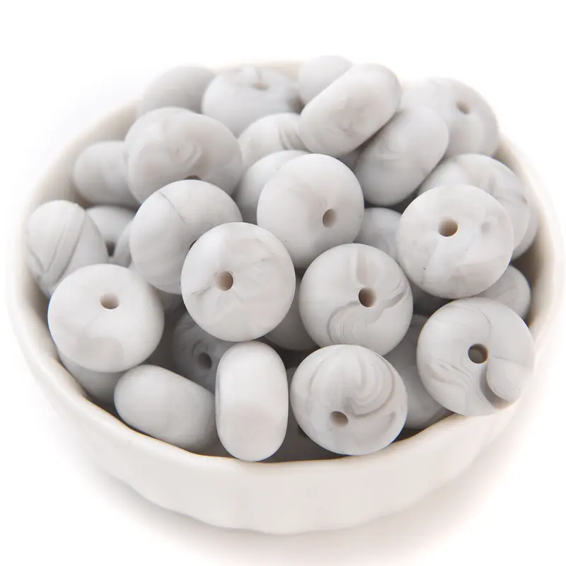 50Pcs Abacus Silicone Beads Decorative Loose Beads For Making Jewelry Pacifier Chain Teeth Chew Silicone Beads BPA-Free
