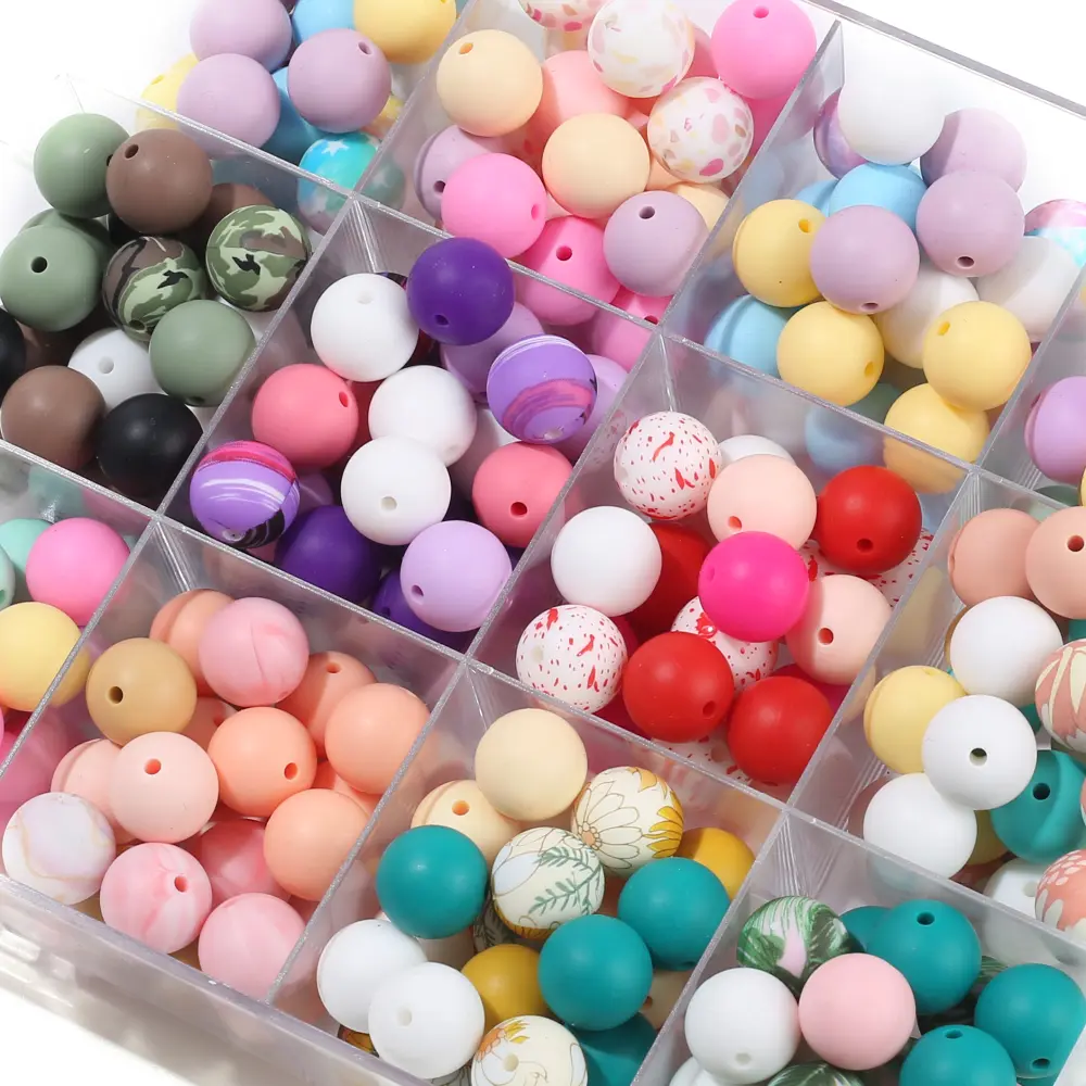 30pcs Baby Round Silicone Beads 15mm Teethers Teething Beads for DIY Newborn Oral Care Rodent Pacifier Chain Pearls BPA Free