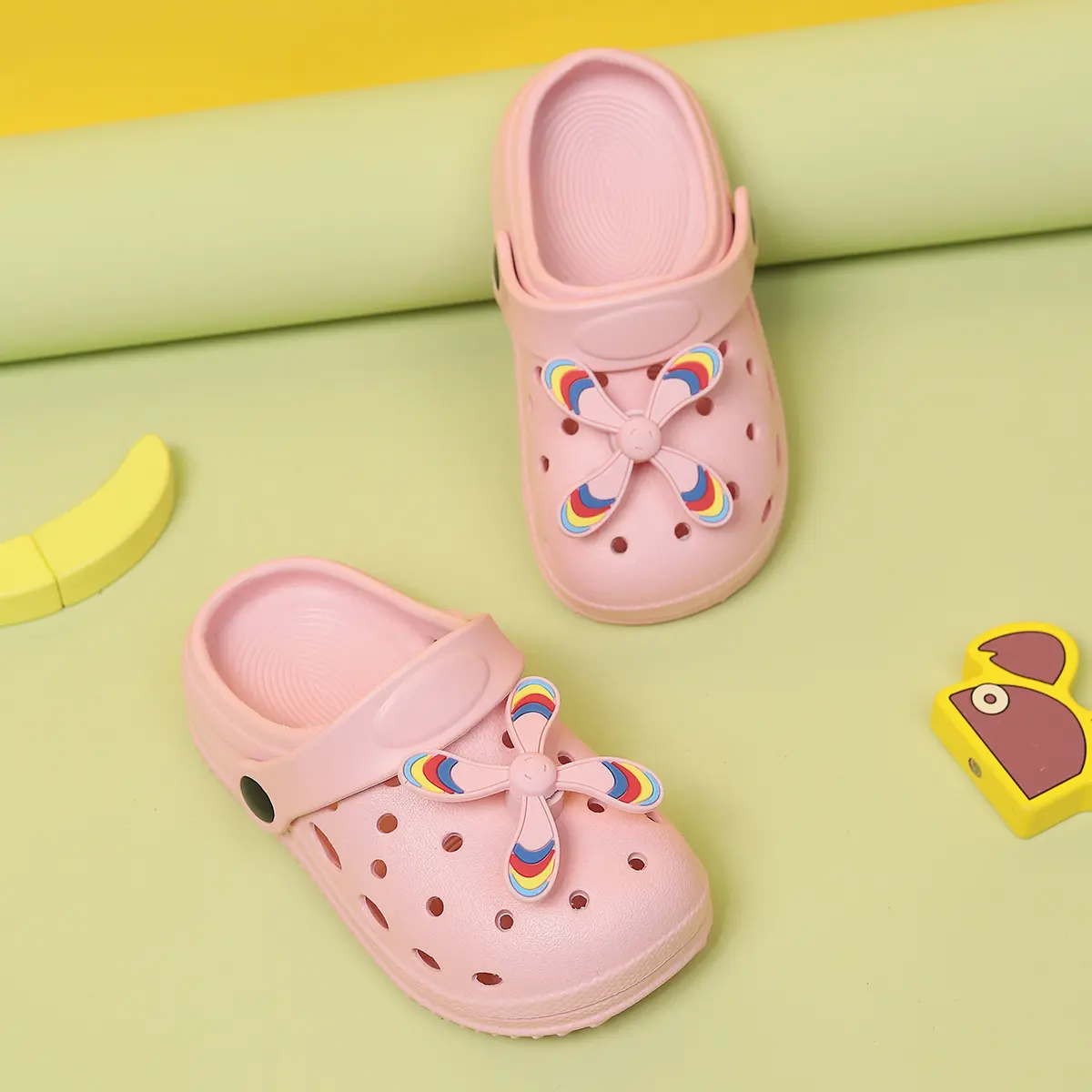 Summer Kids Home Slippers Sandals Garden Shoes Soft Anti-Slip Cute DIY Design Hole Baby Shoes Sandy Beach Boys Girls