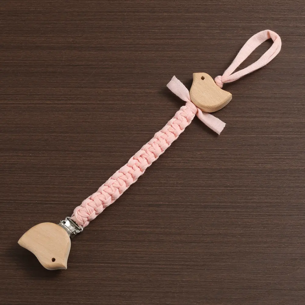 New Bird Shape Woodrn Clips Baby Pacifier Chain Braided Weave Dummy Nipple Holder Guard Teether Pendant Newborn Gift Stuff