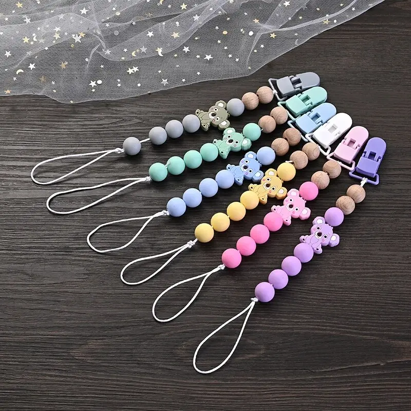Baby Soother Plastic Pacifier Clip Animal Cartoon Silicone Dummy Holder Chain For Baby Nipple Chain Nursing Chew Toy Shower Gift