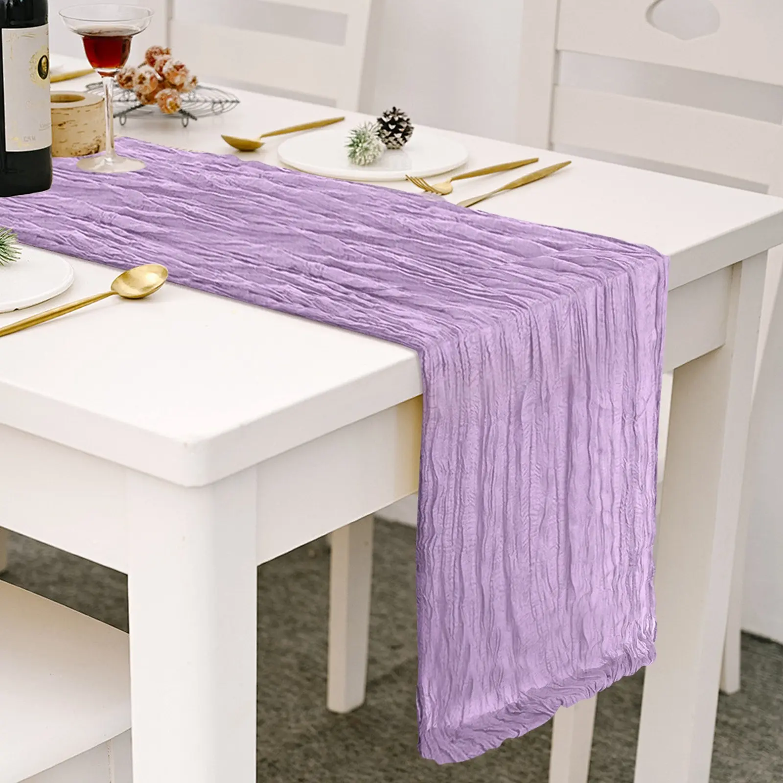 Gauze Table Runner Wedding Semi-Sheer Vintage Cheesecloth Dining Party Christmas Banquet Arches Cake Wholesale Table Decor