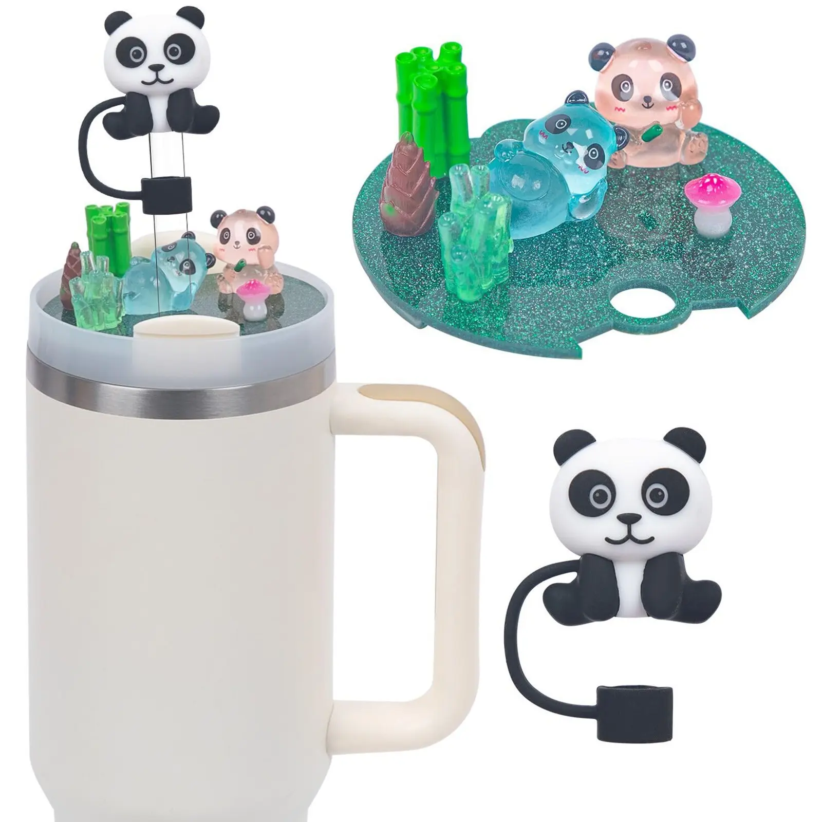 Accessories Charms Set Compatible with Stanley Trumbler 30oz/40oz, Stanley Cup Lid Accessories Charms & Silicone Straw Cover Cap