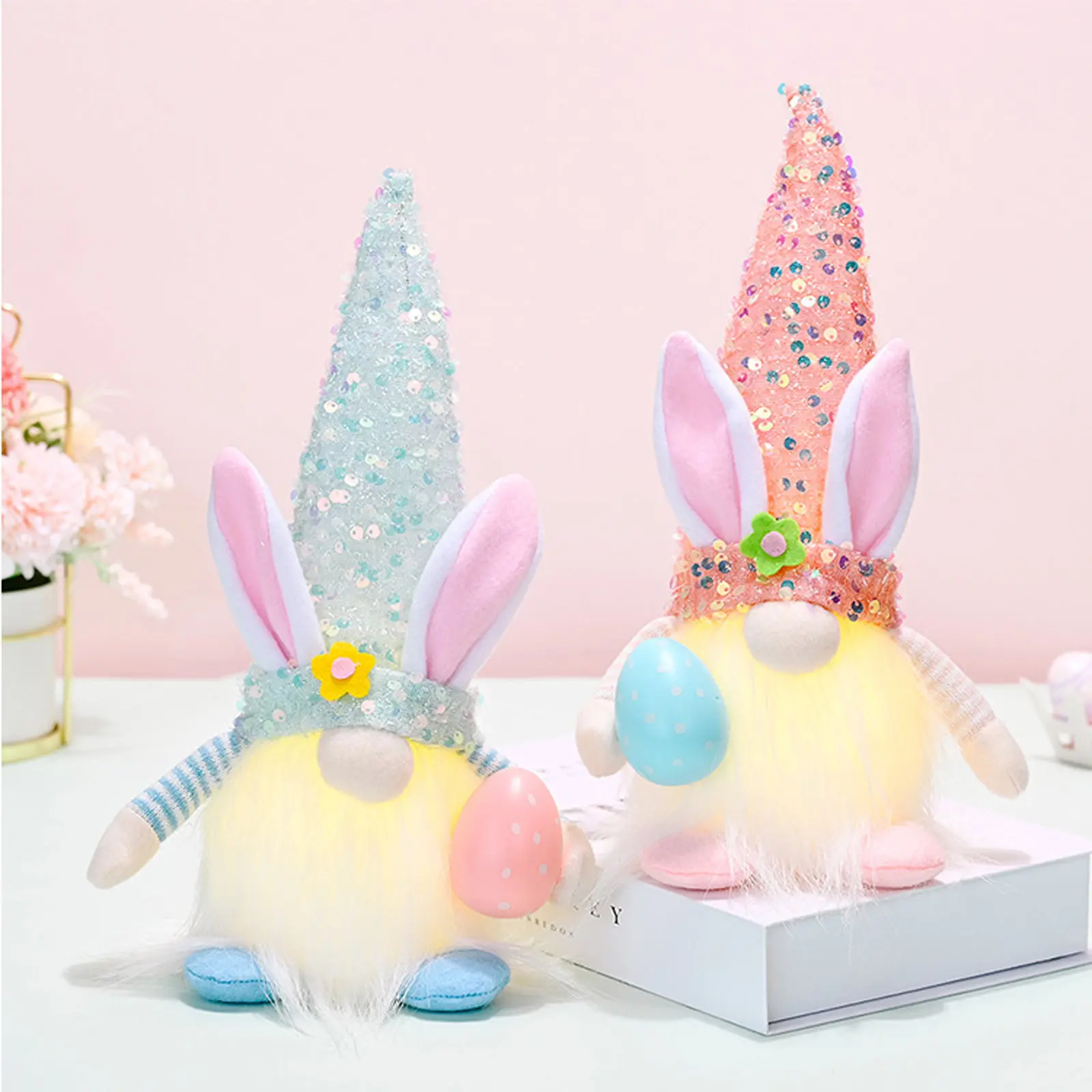 Stuffed Easter Rabbit Statue Bunny Figurine Photo Props Craft Rabbit Sculpture for Courtyard Office Garden Table Outdoor