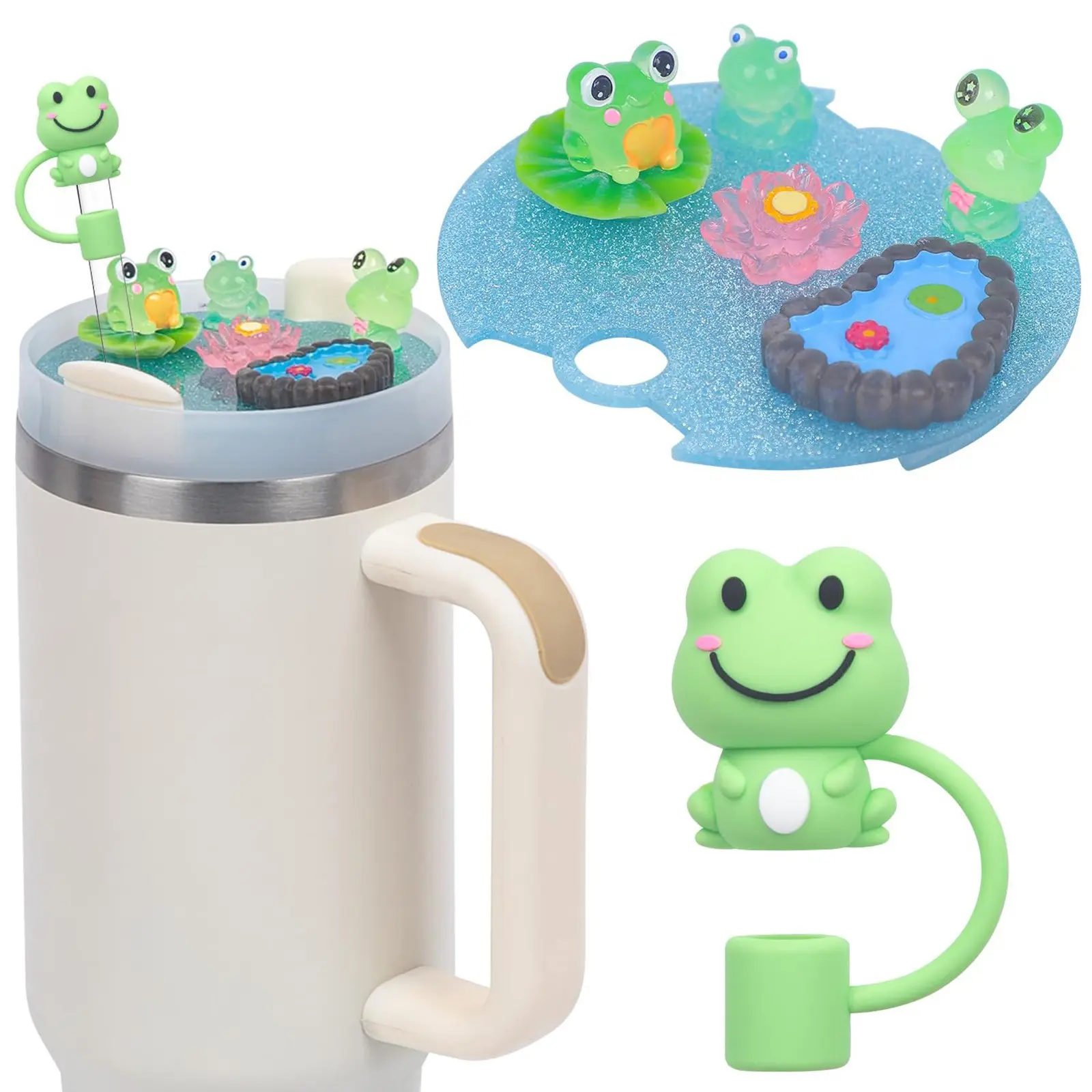 Accessories Charms Set Compatible with Stanley Trumbler 30oz/40oz, Stanley Cup Lid Accessories Charms & Silicone Straw Cover Cap