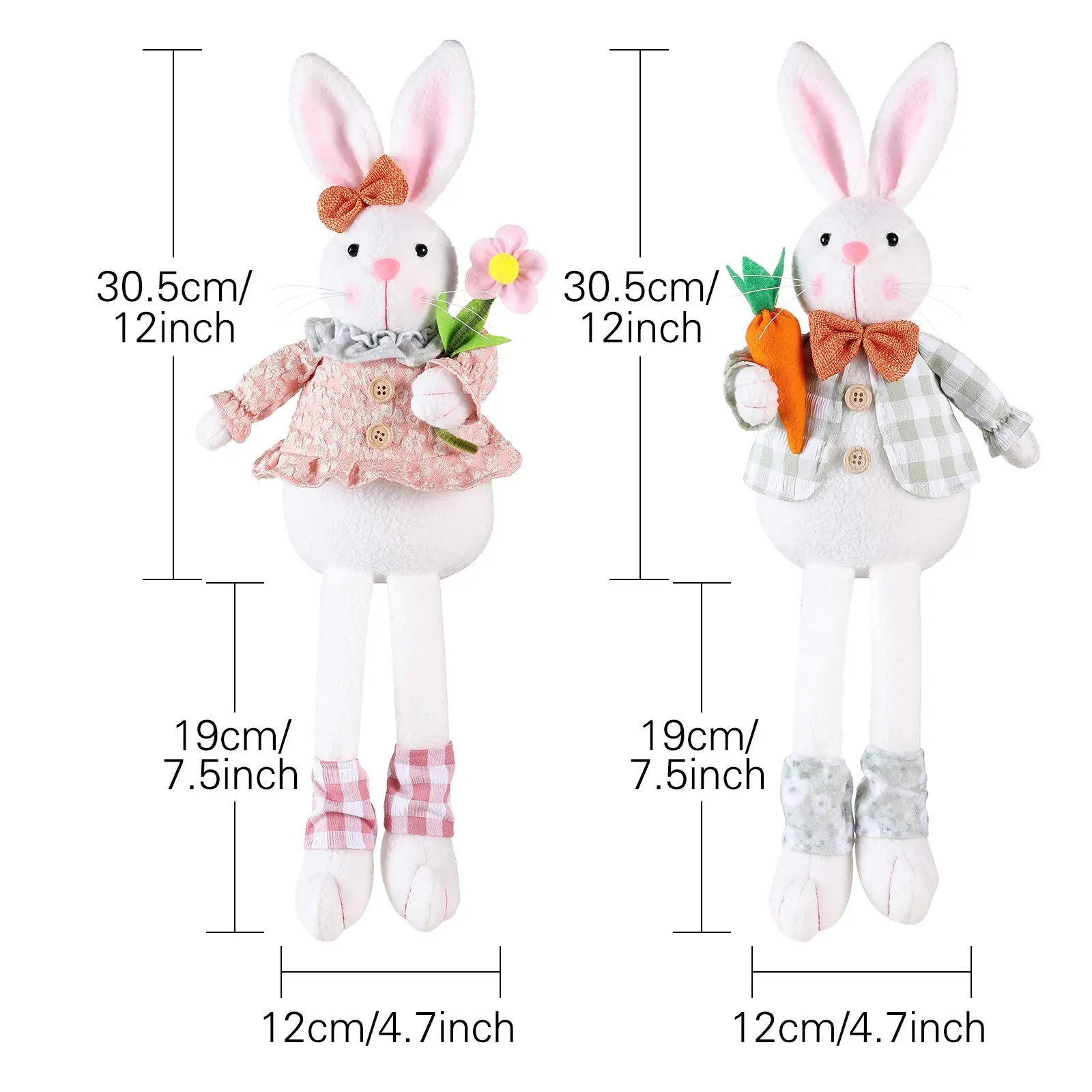 Stuffed Easter Rabbit Statue Bunny Figurine Photo Props Craft Rabbit Sculpture for Courtyard Office Garden Table Outdoor