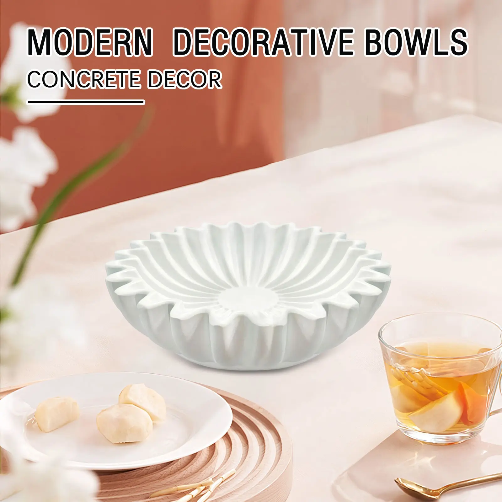 Groove Ruffle Edge Decorative Bowl Living Room Shaped Coffee Table, Bookshelf and Console Table Shaped Home Decoration