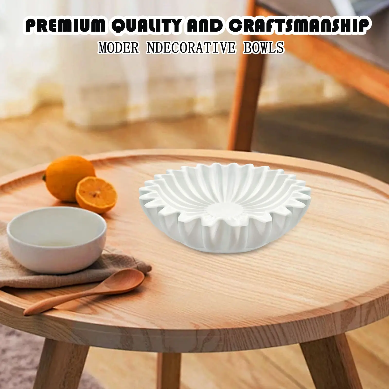 Groove Ruffle Edge Decorative Bowl Living Room Shaped Coffee Table, Bookshelf and Console Table Shaped Home Decoration