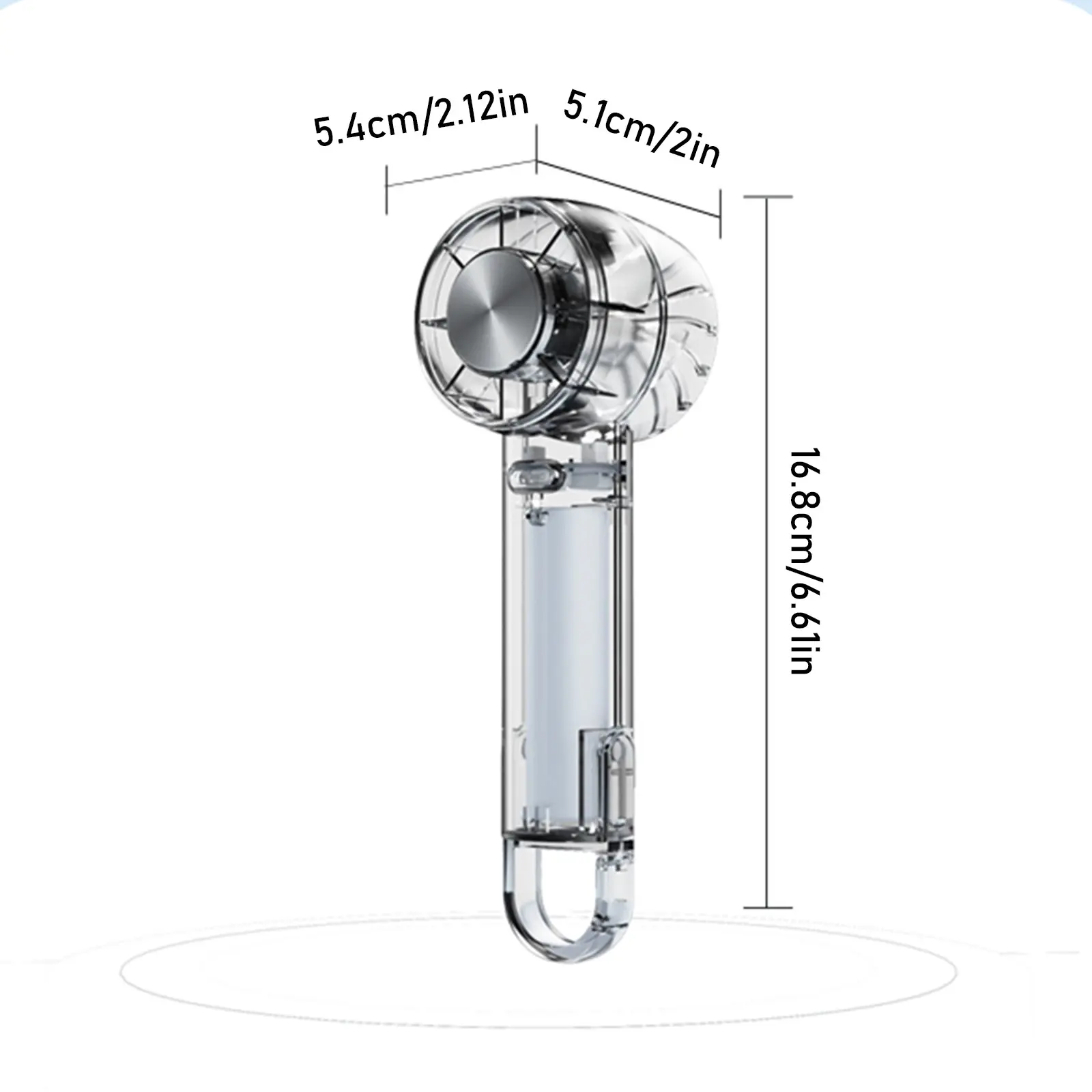 New Transparent Portable Handheld Turbo Fan Rechargeable Cooling Handheld Fans 3 Speeds Adjustment for Travel Outdoor Trip Beach
