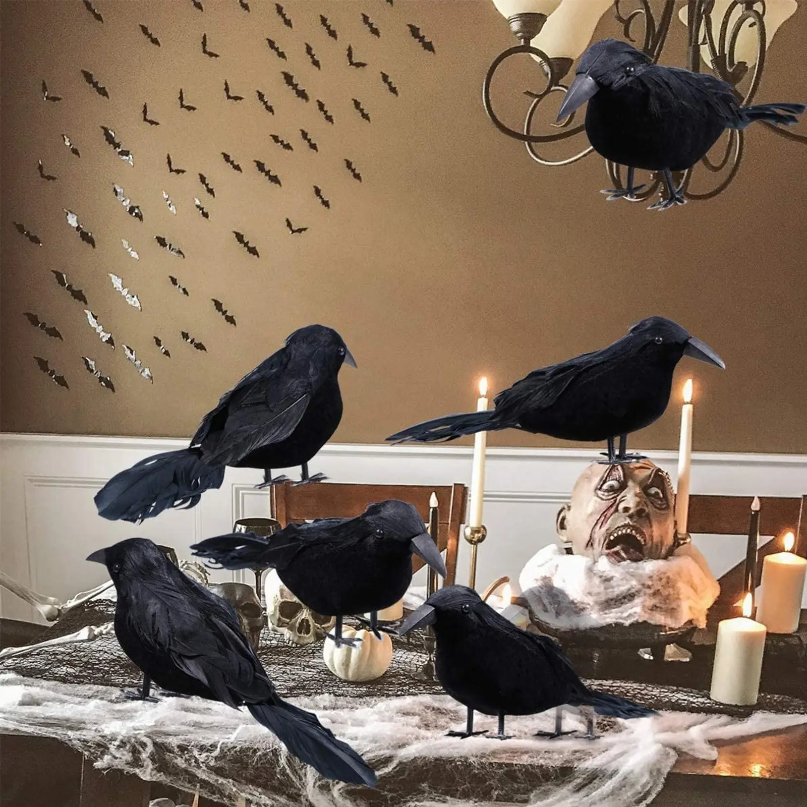 Simulation Black Crow Halloween Black Crow Props Simulation Fake Bird Ghost Festival Halloween Decoration Scary Toys