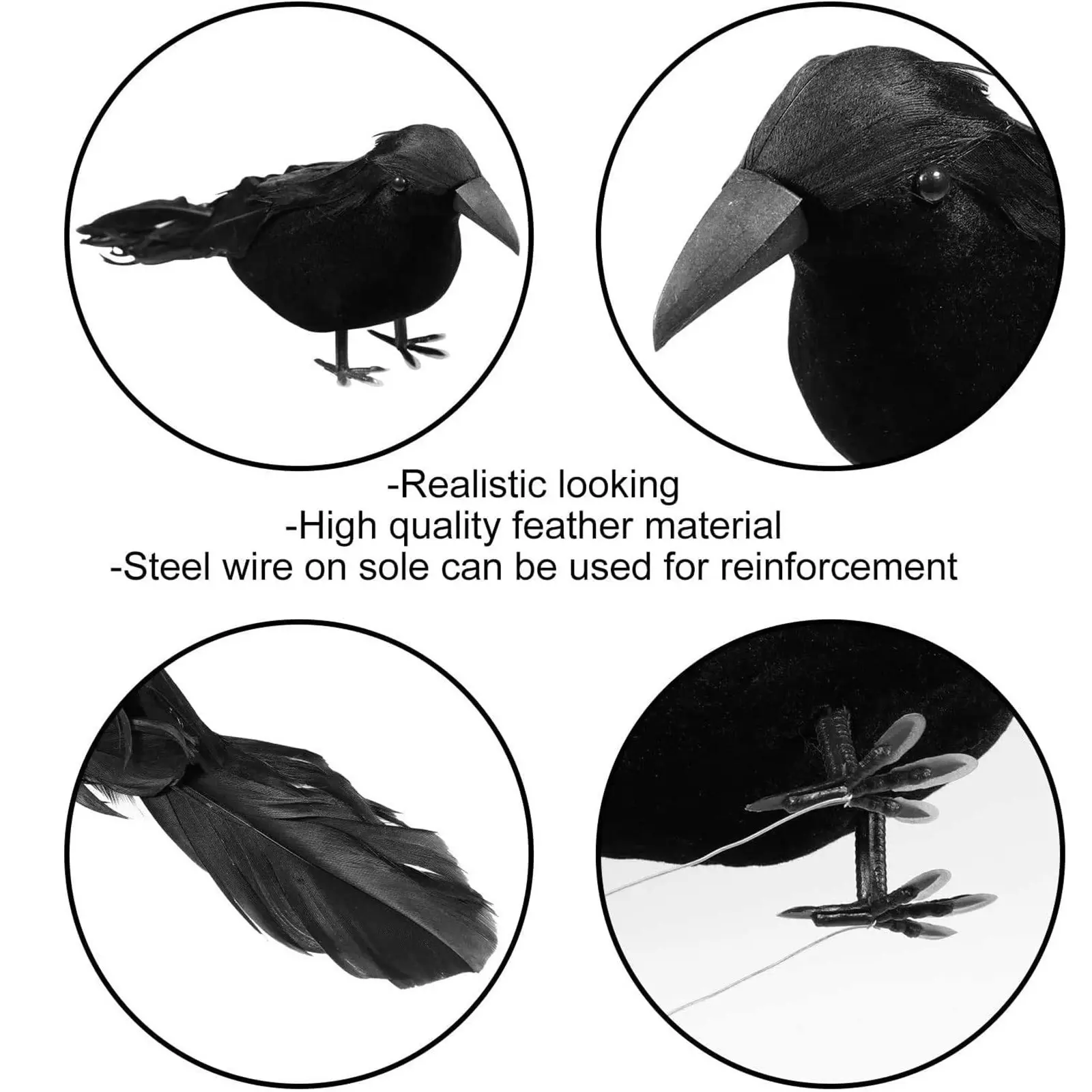 Simulation Black Crow Halloween Black Crow Props Simulation Fake Bird Ghost Festival Halloween Decoration Scary Toys