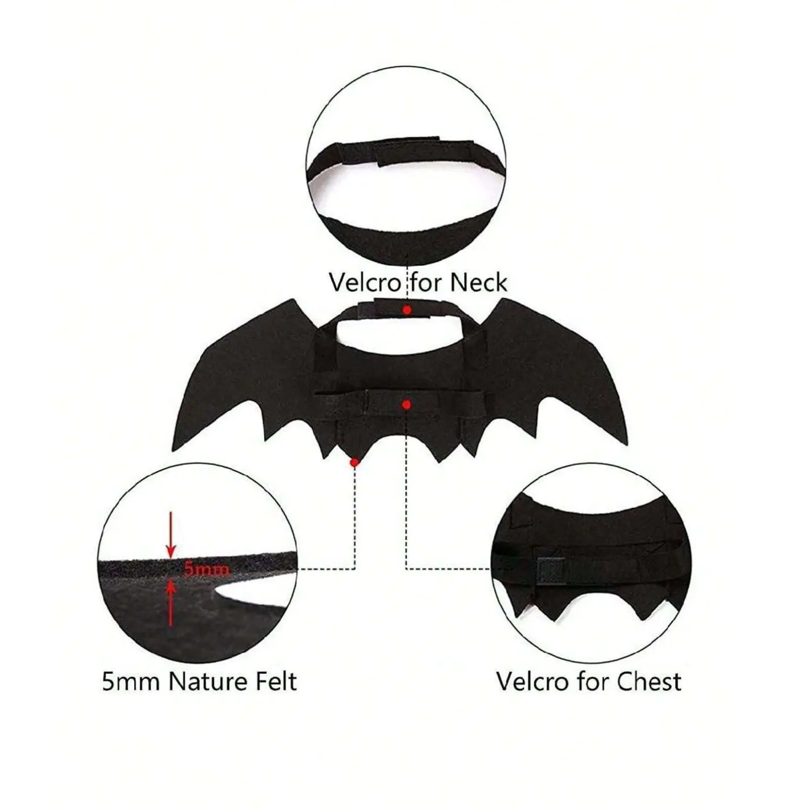 Halloween Cute Pet Clothes Black Bat Wings Harness Costume Cosplay Cat Dog Halloween Party for Pet Supplies