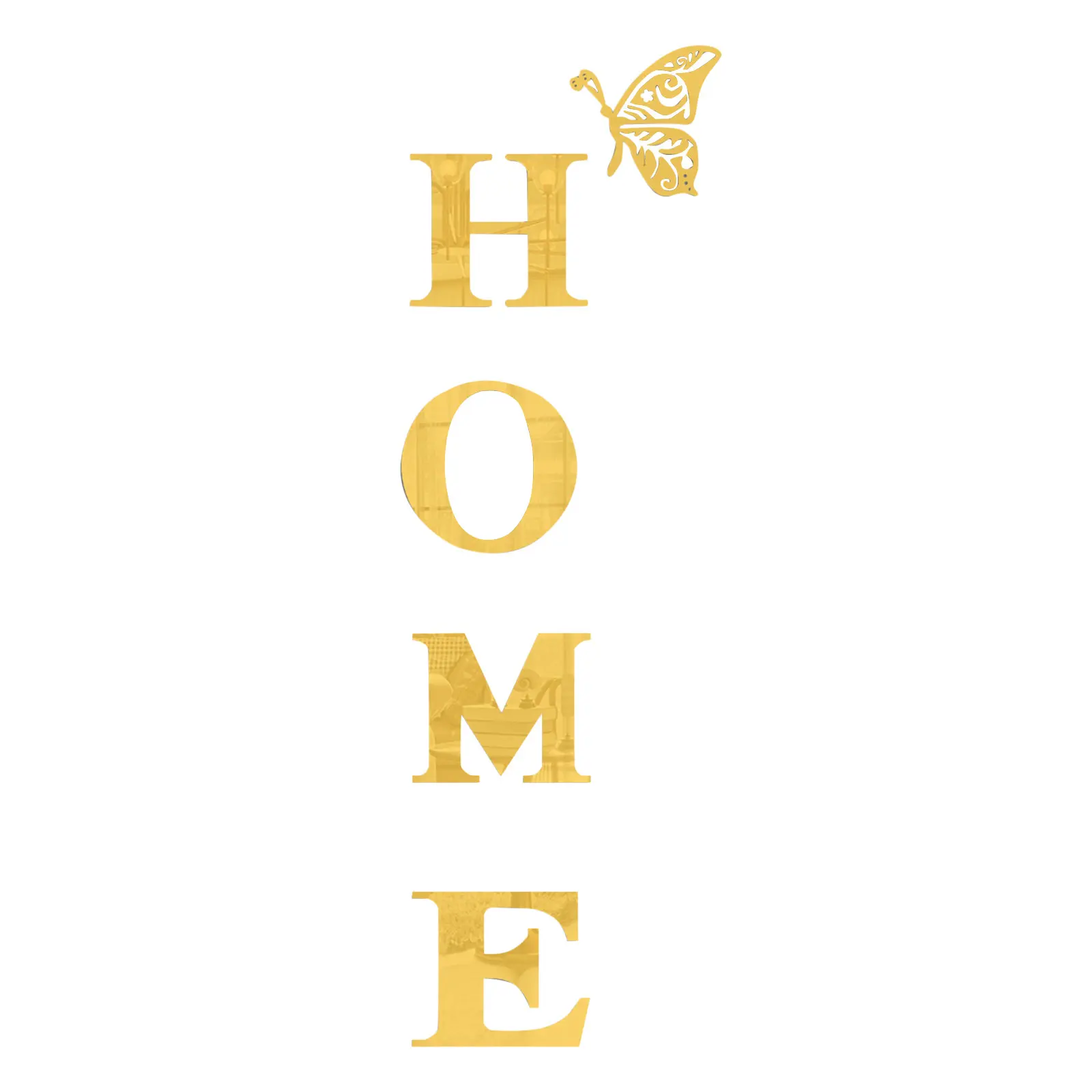 New Butterfly Home English Letter Wall Stickers Mirrors Acrylic Self Adhesive Detachable Wall Stickers Modern Home Decoration