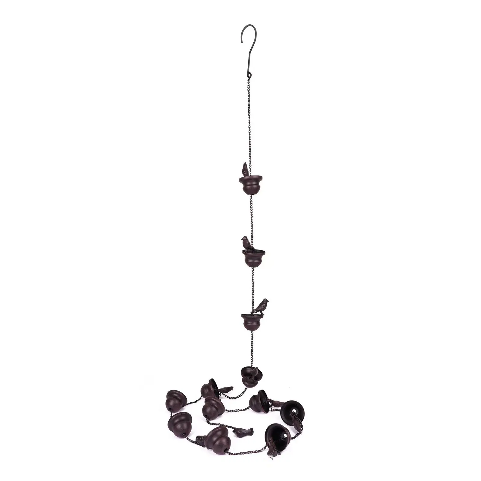 Birds On Cups Metal Rain Chain Rain Catcher For Gutter Roof Decoration Creative Metal Drainage Rain Chain Downspout Tool