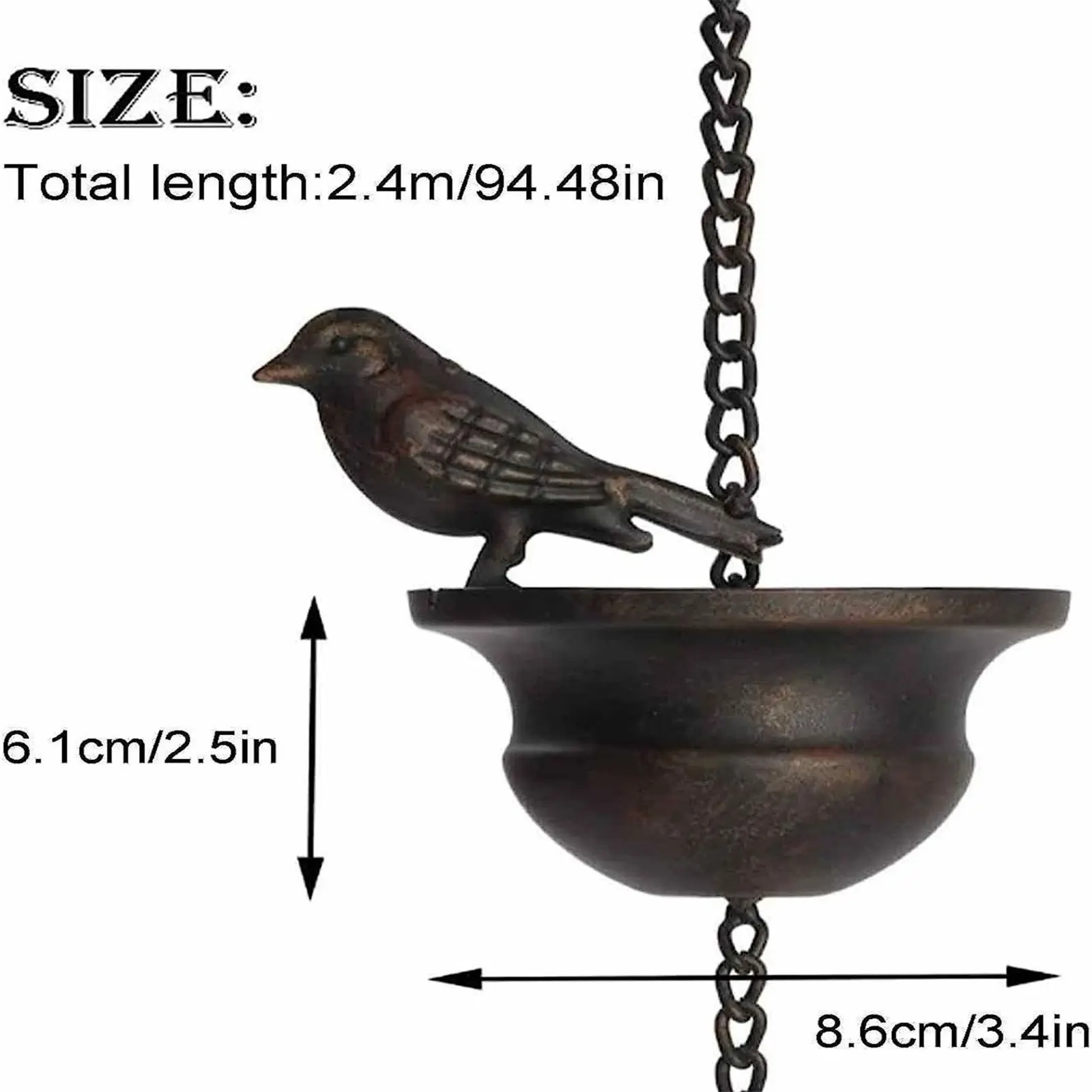 Birds On Cups Metal Rain Chain Rain Catcher For Gutter Roof Decoration Creative Metal Drainage Rain Chain Downspout Tool